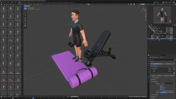 Cartoon Pixar Fitness Man 3D character model showcase